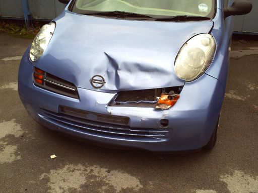 Nissan Micra with crash damage to the front end prior to repair at our facilities based in Hull